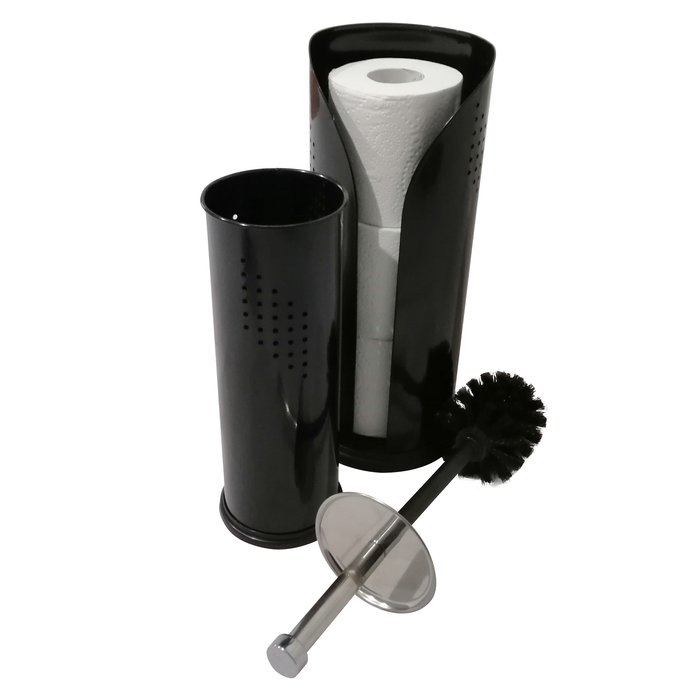 Barelli Black Toilet Brush and Roll Holder Combo