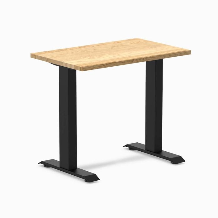 Desky Fixed Height Mini White Oak Hardwood Desk 800 X 500mm Matte Black Frame