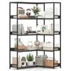 Costway 1.8m Corner Bookshelf 5 Tier Utility Shelf Metal Bookcase Oak