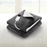 Giselle Heated Electric Blanket Throw Rug Grey