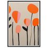 Galrie Vibrant Modern Floral Abstract Art Print Bright Blossoms for Home Decor, Black Frame, 50 x 70cm (20 x 28inch)