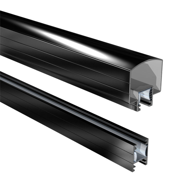 Peak 1200mm Black Aluminium Deck Balustrade Hand and Base Rail - Black