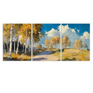 3pcs Birch Forest in Autumn, Trees Print 100% Australian Made 3 x 40x60cm (Metal Print)