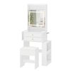 Ufurniture Dressing Table Set with LED Mirror Cabbinet & Glass Desktop, Makeup Vanity Desk with Power Outlet