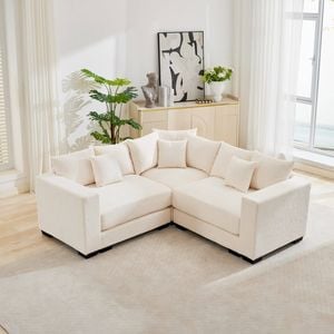 Homfurn 201cm Oversized Modular Sectional Sofa, Corduroy Large Sectional Couches for Living Room, 2 Seater Corner Couches