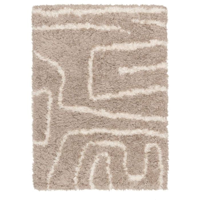 Loopsie-290cm X 200cm-tulba Beige And Cream Abstract Shag Rug