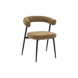 Sophie  Dining Chair in Olive Fabric  and Black Metal Powdercoated Legs
