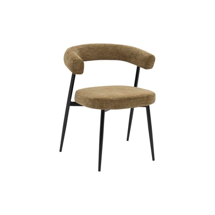 Sophie  Dining Chair in Olive Fabric  and Black Metal Powdercoated Legs