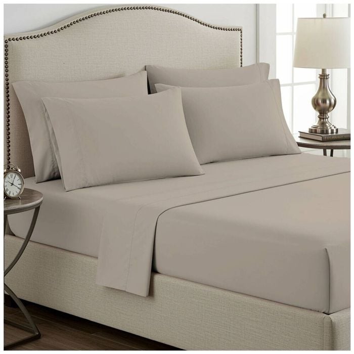 Grosvenor House 400TC Plain Dyed Bamboo Cotton Bed Sheet Sets King Single Stone
