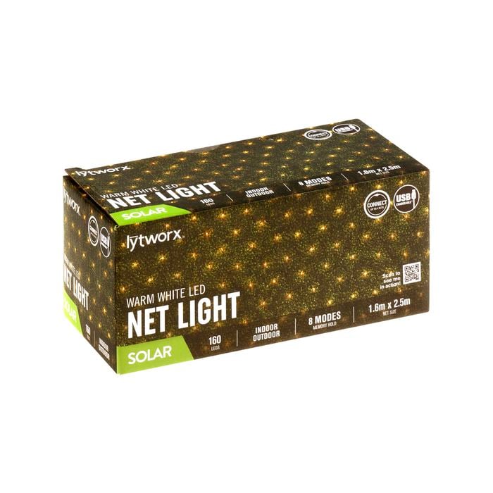 Lytworx 1.6 x 2.5m Warm White Solar Connectable Net Light