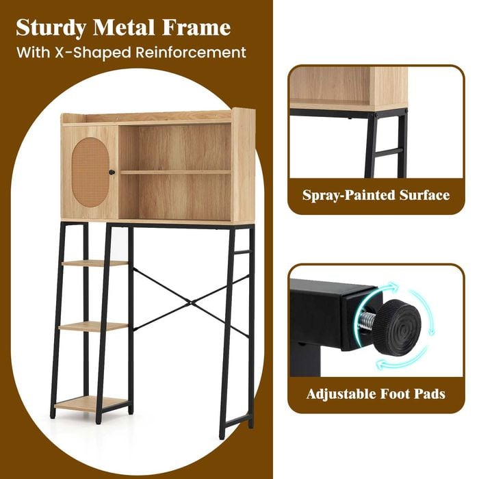 Costway Over Toilet Storage Shelf Bathroom Organizer Natural - Bunnings ...