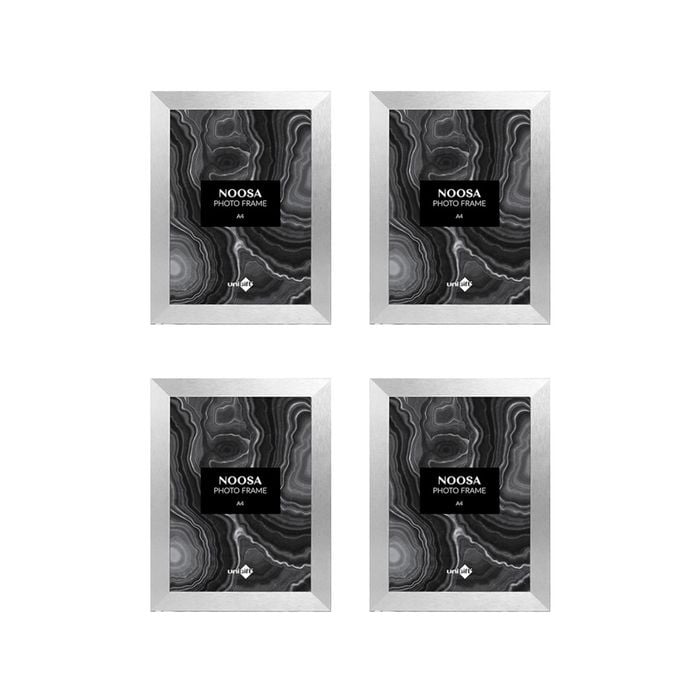 4PK Unigift Noosa MDF/Glass A4 Picture/Photo Frame - Silver