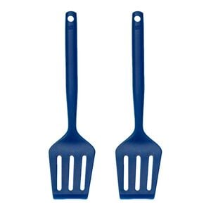 2PK Tasty Silicone Slotted Turner Cooking Utensil 35.5cm Dark Blue
