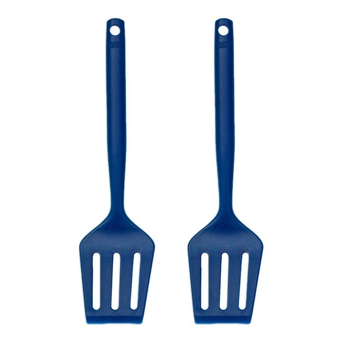 2PK Tasty Silicone Slotted Turner Cooking Utensil 35.5cm Dark Blue