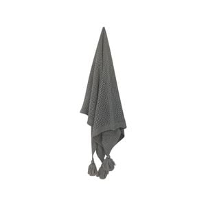Maine & Crawford Hania 152x127cm Chunky Knit Throw w/ Tassels - Stone