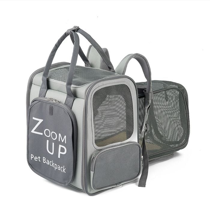 CottonMore Pet Cat Dog Outdoor Dual Shoulder Backpack Carrier with Large Capacity Grey