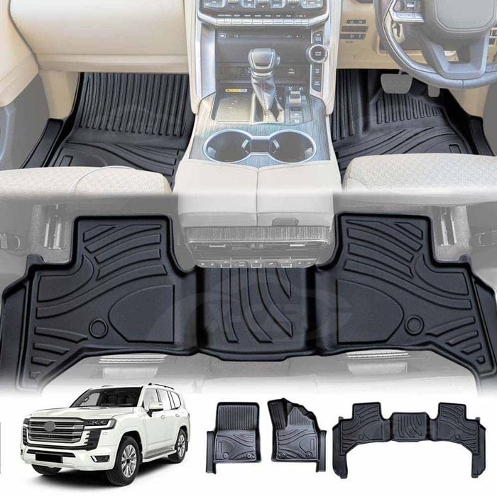 3D All Weather Car Mat Floor Complete Set Front Rear for Toyota Landcruiser 300 LC300 2021-Onwards