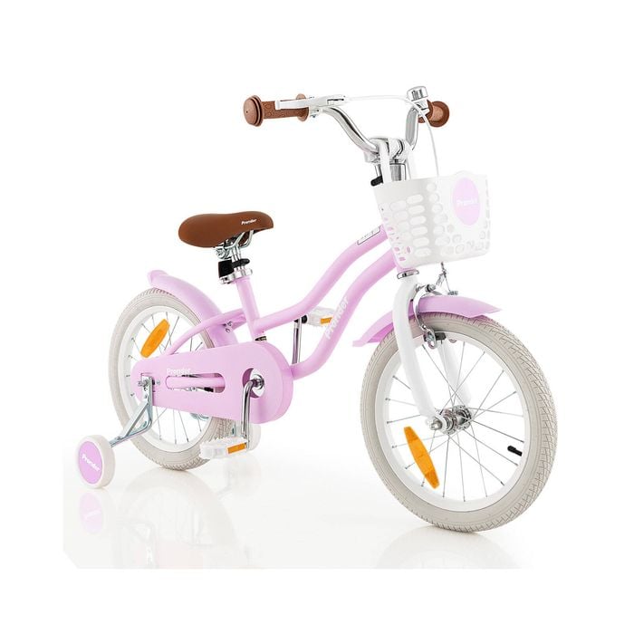Costway 40cm Kids Bike Ride On Bicycle W/training Wheels Purple