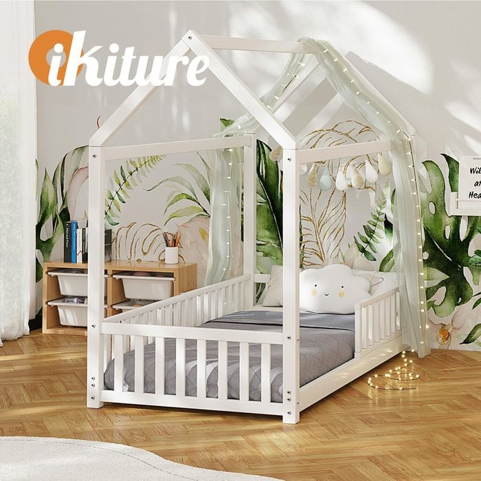 Oikiture Bed Frame Kids Wooden Single Timber House Frame Bunnings Australia