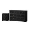 Oikiture 7 Chest of Drawers and Bedside Tables Hamptons Black