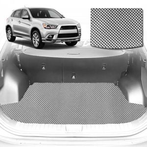 6D Diamond Car Boot Mat for Mitsubishi Outlander (CW/ZG/ZH)2006-2012-(3rd Row seats up/7 seater)-Cargo Mat-Grey-Outback GT