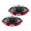 SOGA 2X Electric Grill Steamboat Hotpot 2100W Multi Cooker BBQ Non-Stick Maifan Stone Red