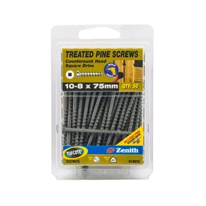 Zenith 10 - 8 x 75mm Treated Pine Countersunk Head Screws - 50 Pack