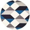 The Rug Connection Grid 904 Blue 120x120cm - Small Round Hand Tufted Wool Indoor Rug