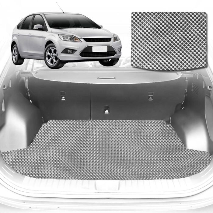 6D Diamond Car Boot Mat for Ford Focus 2011-2018-Cargo Mat-Grey-Outback GT