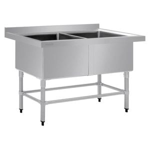 Vogue Double Deep Pot Sink 90mm Drain Commercial Kitchen Equipment