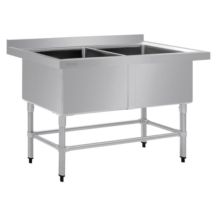Vogue Double Deep Pot Sink 90mm Drain Commercial Kitchen Equipment