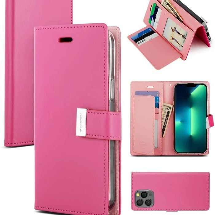 Goospery Rich Diary case for iPhone 15 Pro - Hot Pink