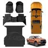3D Car Floor Mats Tub Liner Set for Ford Ranger Raptor Dual Cab 2018-2021 Heavy Duty All Weather