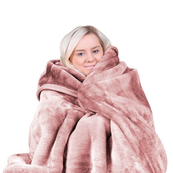 Laura Hill 800-GSM Mink Blanket Queen Size Double-Sided Soft Plush Bed Faux Throw Rug Pink