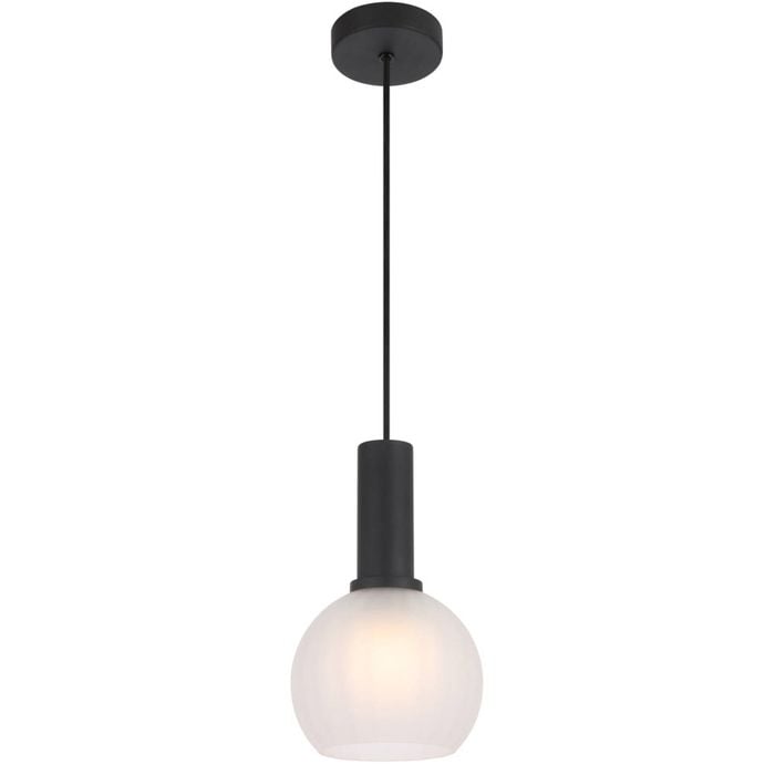 Telbix Aosta Contemporary Pendant Hanging Lamp Light Metal Glass Black Frost Matte Frosted