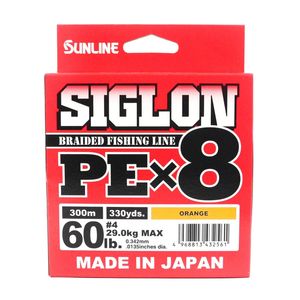 Sunline Siglon PE x8 Orange Colour 300m Braid Fishing Line 60lb