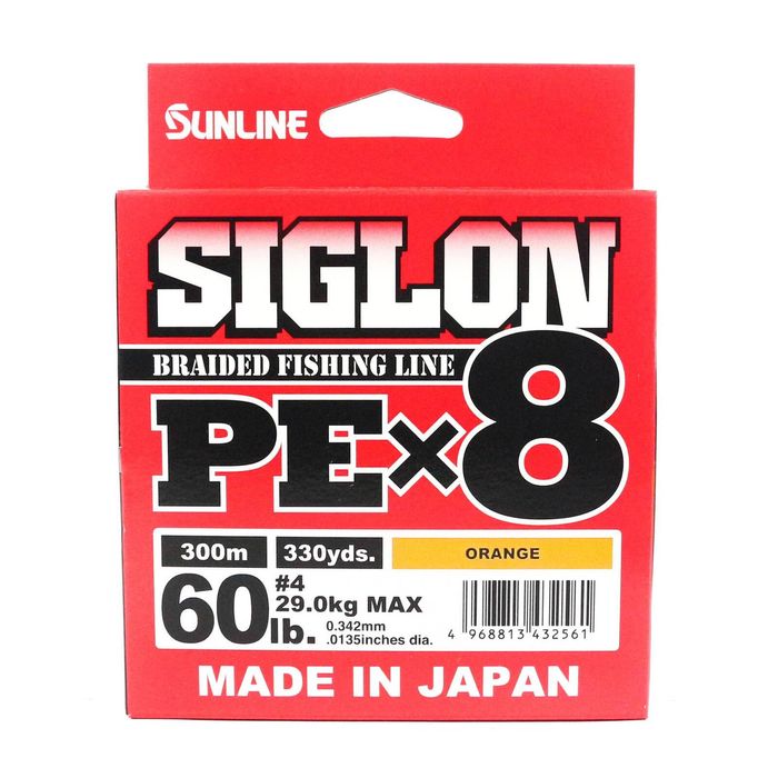 Sunline Siglon PE x8 Orange Colour 300m Braid Fishing Line 60lb