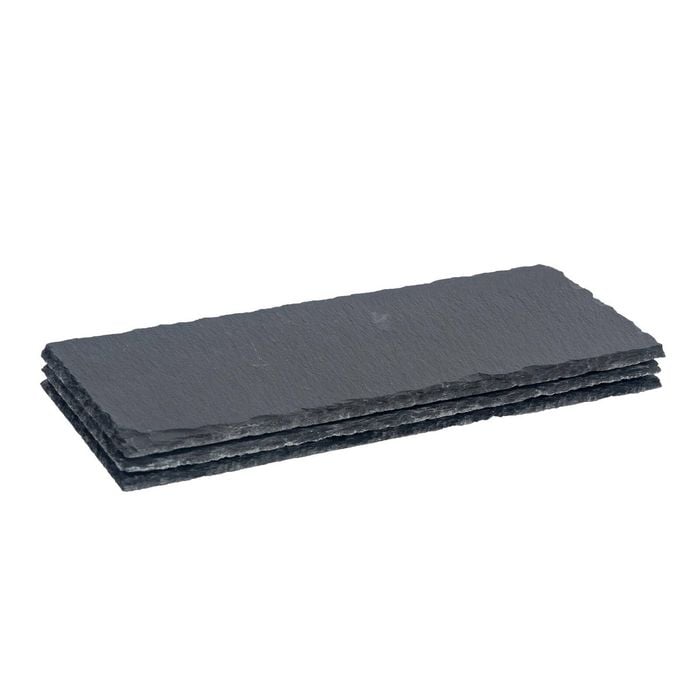Argon Tableware 3x Slate Dinner Plates - 29 x 12cm Rectangle Natural Slate Rustic Raw Cut Serving Dish Cheese Board Savoury Mat