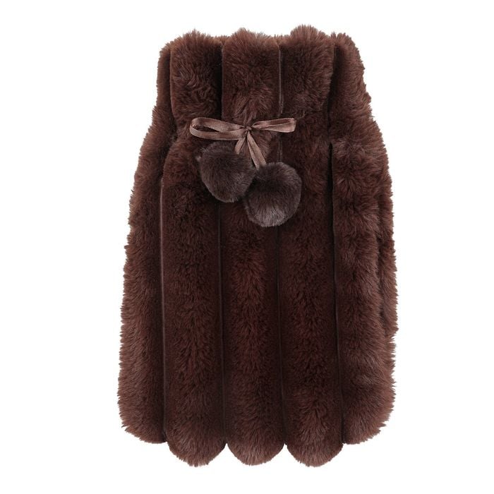 Astin Sinclair 2 Litre Chocolate Brown Faux Fur Rib Hot Water Bottle With Cover