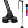 REHAND M-Quad PIVOT Cane for Adults, Soft Hand Grip BLACK