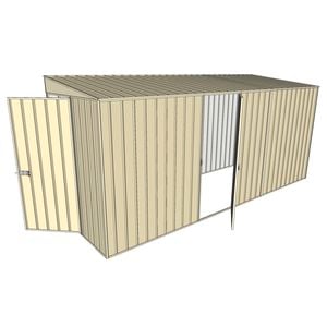 Build-a-Shed 1.5 x 4.5 x 2m Single Hinged Skillion Shed with Hinged Side Door - Cream