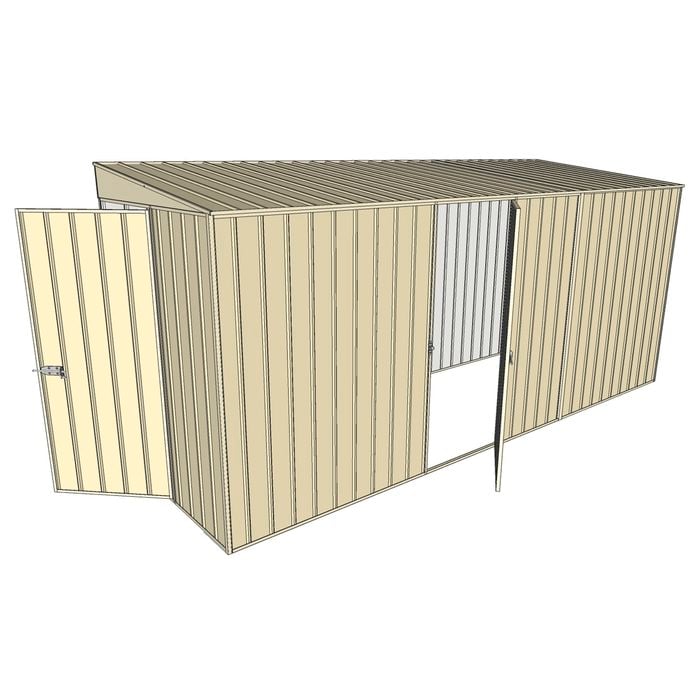 Build-a-Shed 1.5 x 4.5 x 2m Single Hinged Skillion Shed with Hinged Side Door - Cream