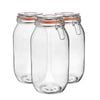 Argon Tableware Glass Storage Jars - 2l/70.3oz - Set Of 6 - 4 Colour Seals Airtight Kitchen Storage Container Preserving Jar