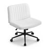 Artiss Criss Cross Legged Office Chair with Wheels PU Armless Swivel Vanity Chair White