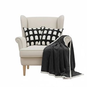 SOGA 2 Pack Black Flannel Throw Blanket With 2 Pillows Home Bundle
