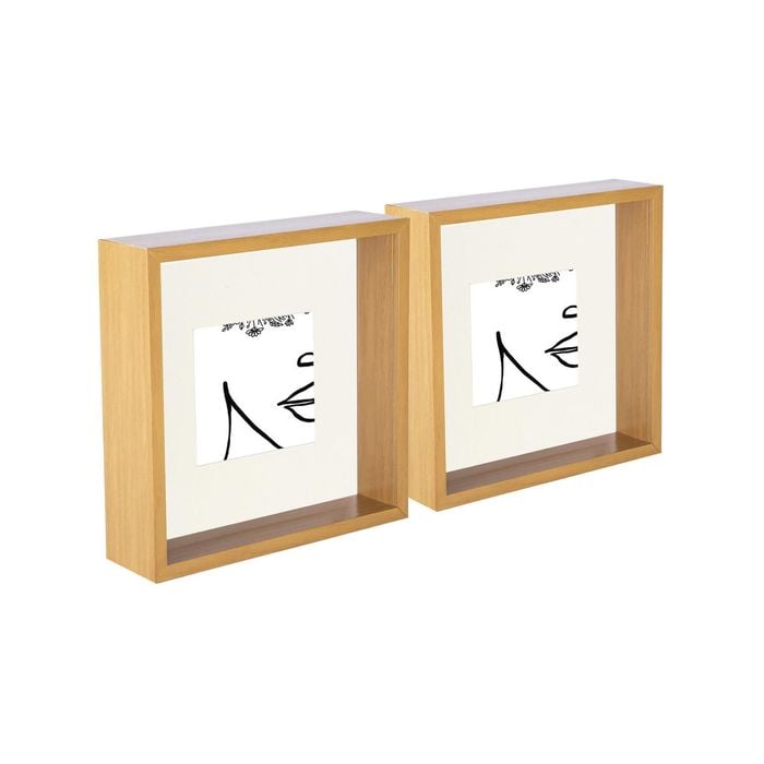 Nicola Spring 3d Deep Box Photo Frames - 8 X 8" With 4 X 4" Mount - Light Wood - Pack Of 2