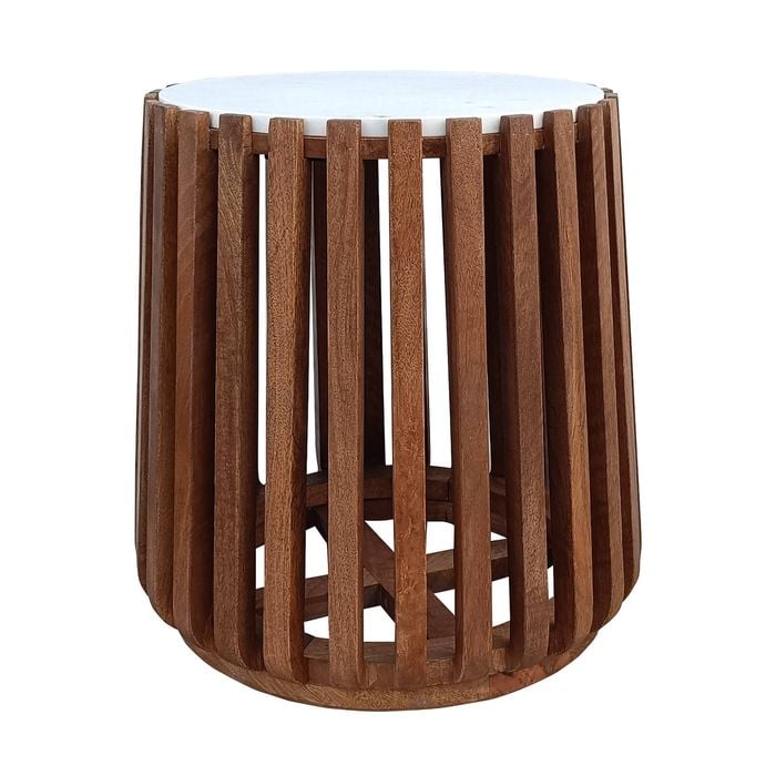 Agnes 50cm Marble Lamp Table Oak White