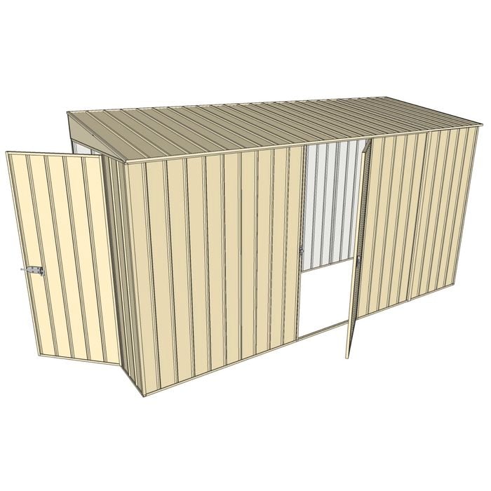Build-A-Shed 1.2 x 3.7 x 2.0m Skillion Single Hinged Side Door Shed - Cream