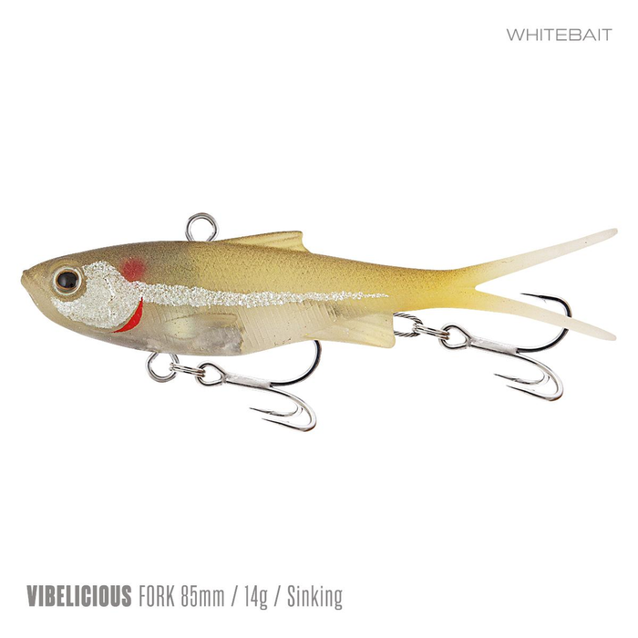 Samaki Vibelicious Fork Tail Vibe 85mm Soft Plastic Fishing Lure Whitebait