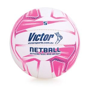 Victor Sports Pro Netball Size 5 Synthetic Rubber Ball White/Pink